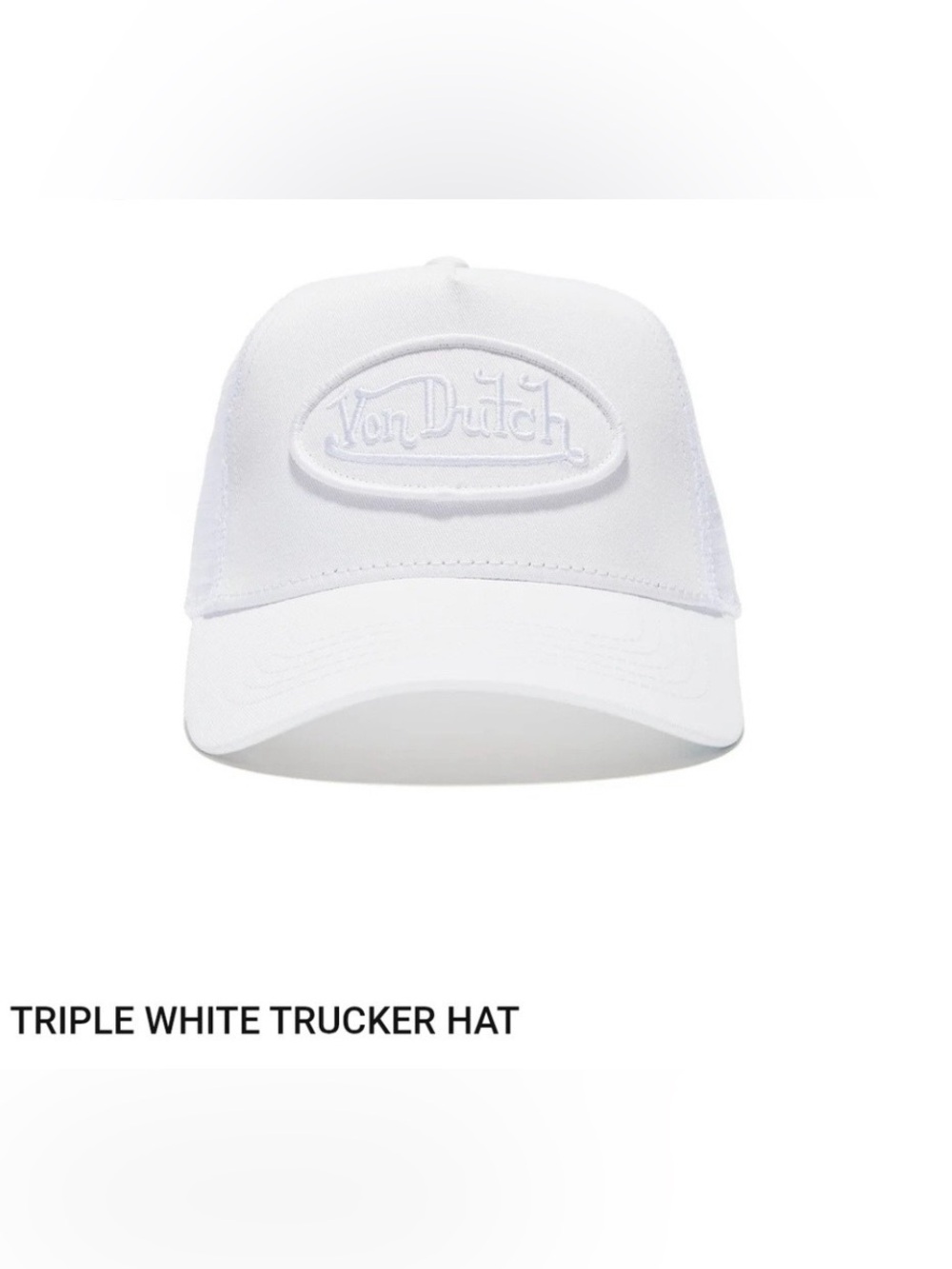 NWT Von Dutch White Trucker Hat Tonal Logo Mesh Snapback Y2K Unisex